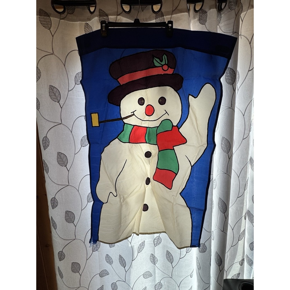 Nylon Snowman Flag 39"L x 27"W Indoor/Outdoor Double Sided Colorful Winter Flag